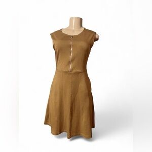 New York & Company Green Olive Midi Dress with Zipper